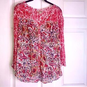 Lucky Brand Sheer Floral Blouse